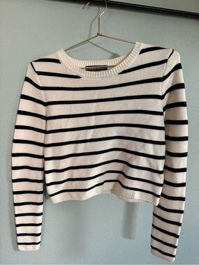 Truth Black and White Striped Crewneck Sweater